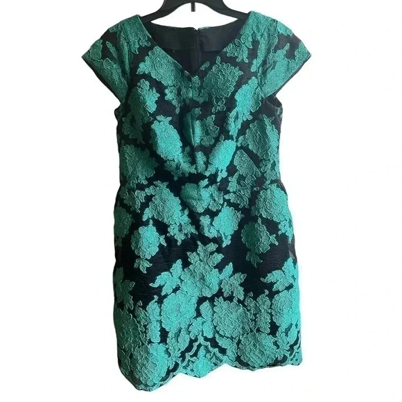 Escada Emerald Green Floral Embroidered Dress - Picture 2 of 7